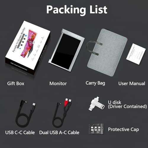 Portable Monitor 15.6inch FHD 1080P USB C HDMI Ultra-Slim IPS Display with Smart Cover & Speakers J5844