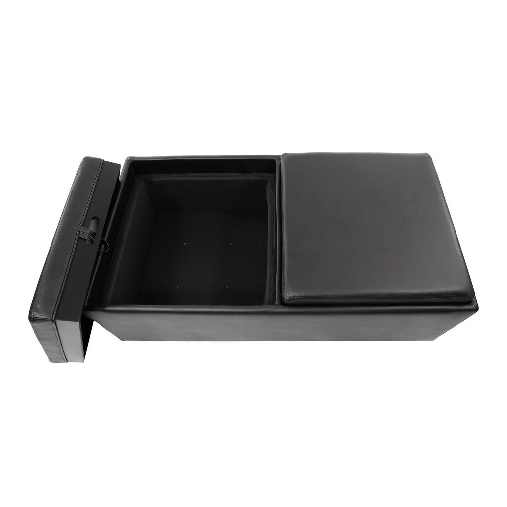 Espresso Faux Leather Upholstered Storage Cocktail Ottoman H3761