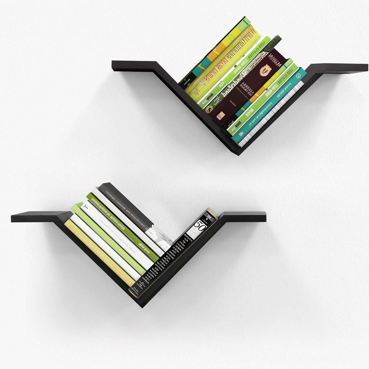Black Wall Mounted Bookshelf Set of 2 V29056