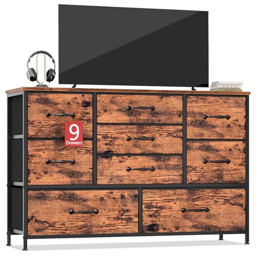 Black Oak 9 Drawer Wood Dresser S56768