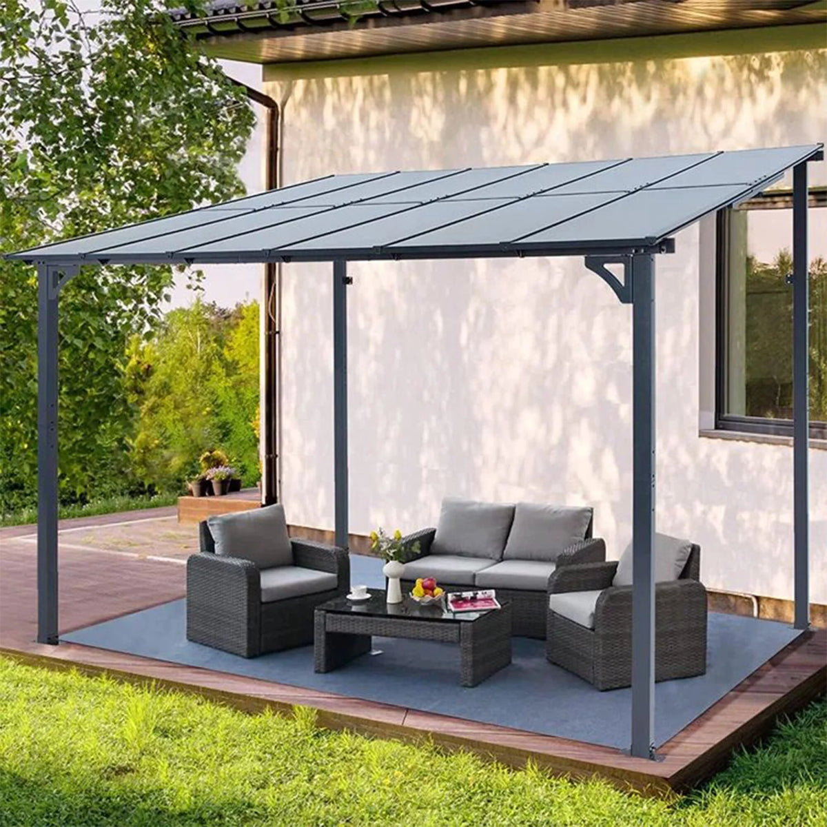 Aluminum Pergola with Canopy 10 Ft. W x 10 Ft. D B939