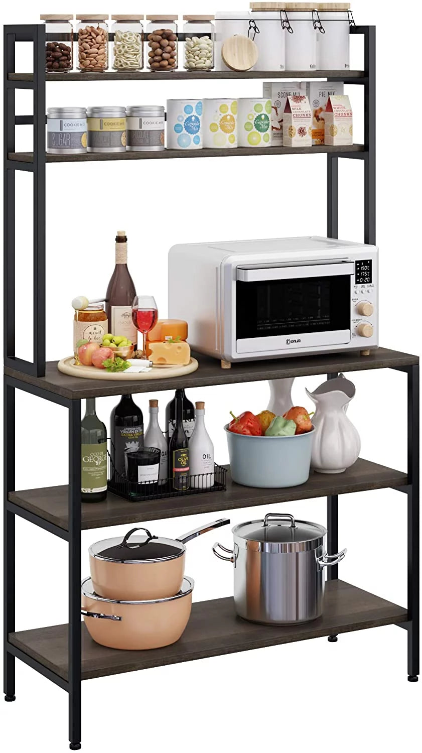 5 Tier Kitchen Microwave Oven Stand with Hutch U95103