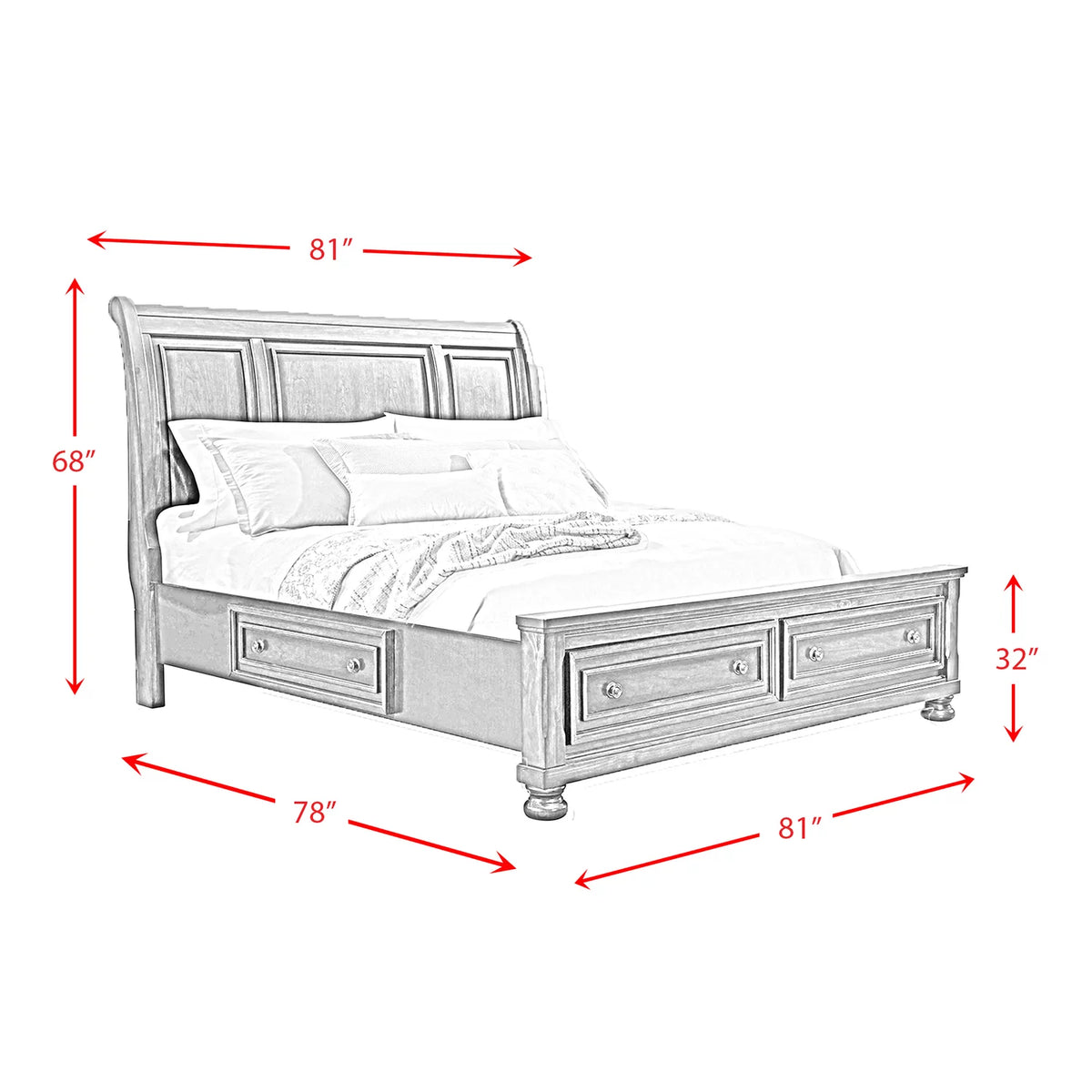 King Storage 6pc Bedroom Set Walnut O15749