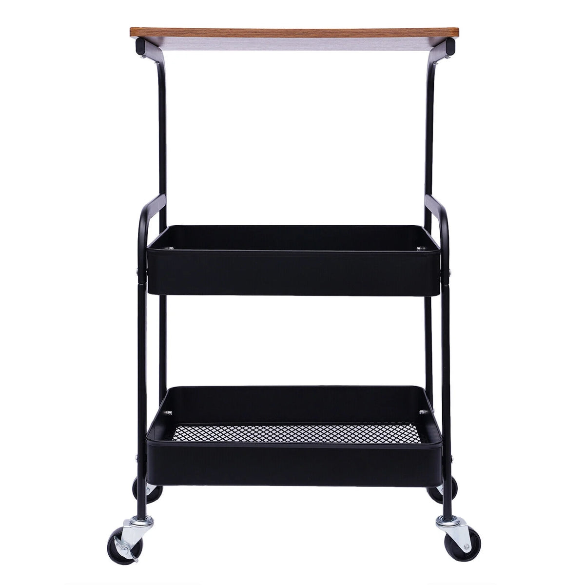 3 Tier Rolling Printer Cart with Wheel (Black+Brown) Q502