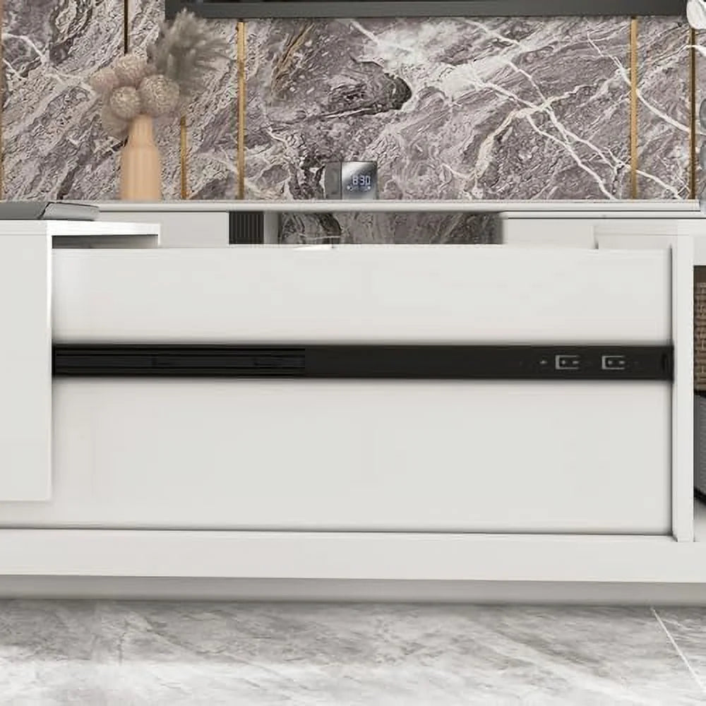 Contemporary Coffee Table with Sliding Top & Hidden Compartments White & Light Brown K1780