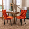 Orange Velvet Upholstered Dining Chair 2-Pcs Set A4736
