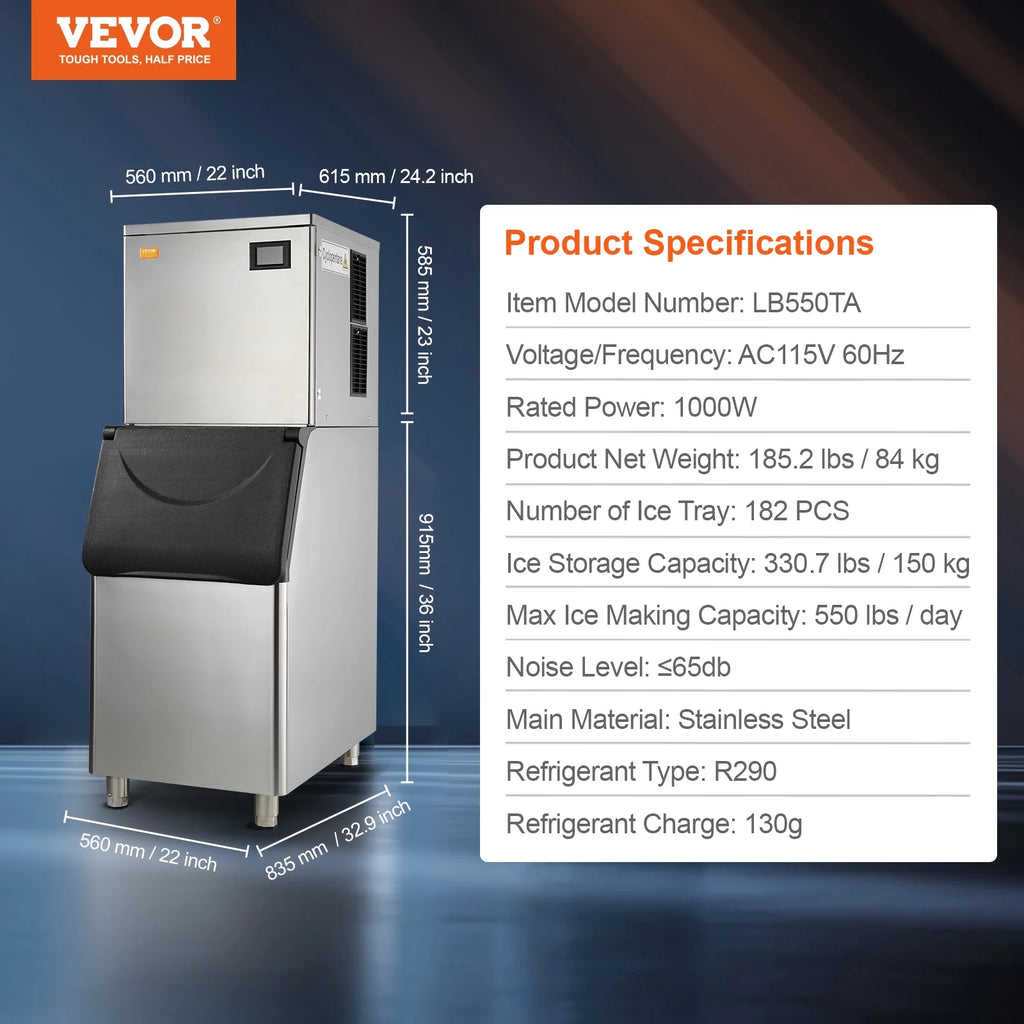 Commercial Ice Maker with 330.7LBS Storage Bin X66622