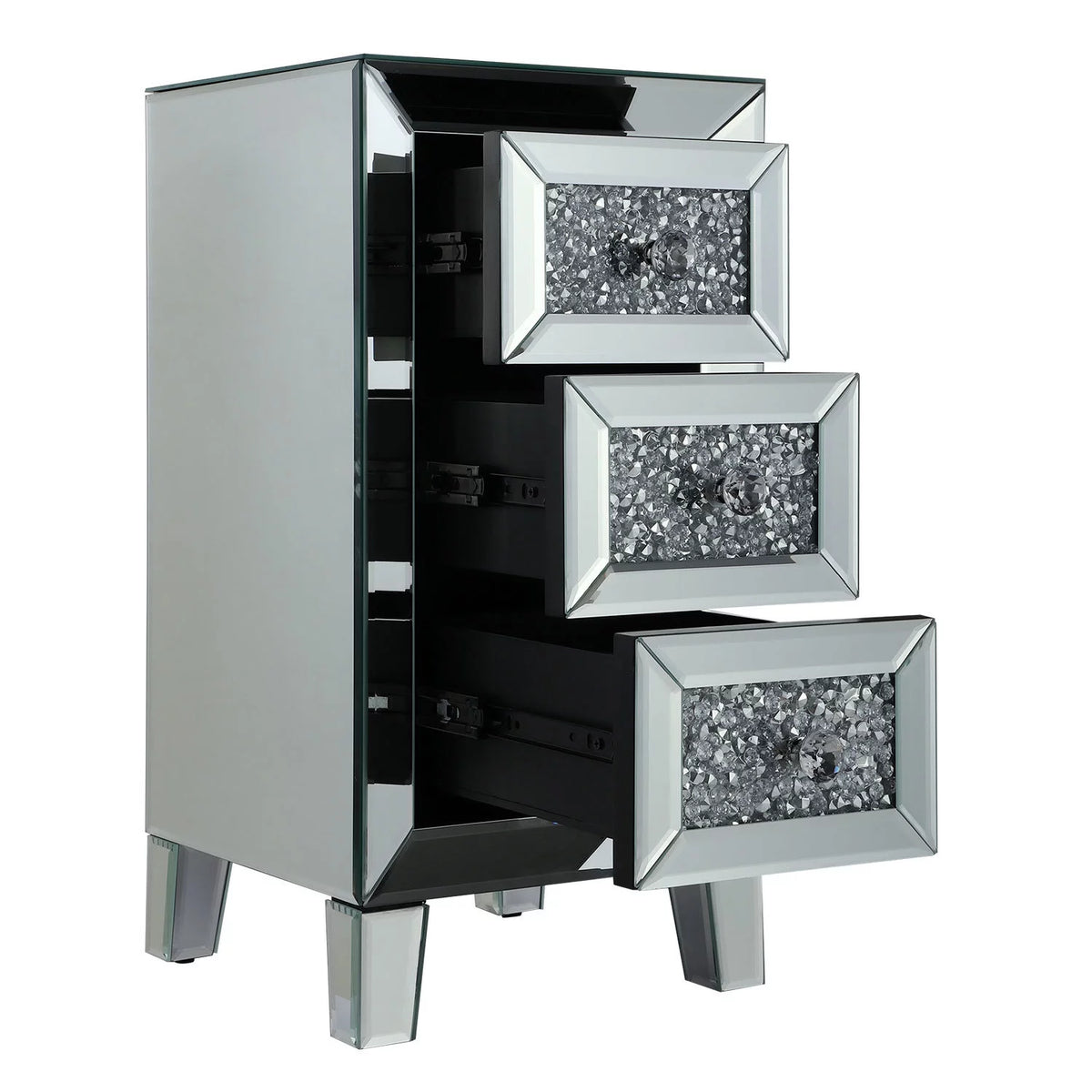 Mirrored Nightstand with 3 Drawers I40277