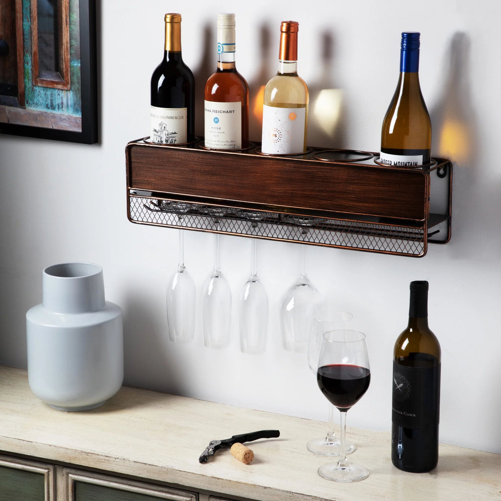 Wall Mounted Wine Shelf & Stemware Rack A361