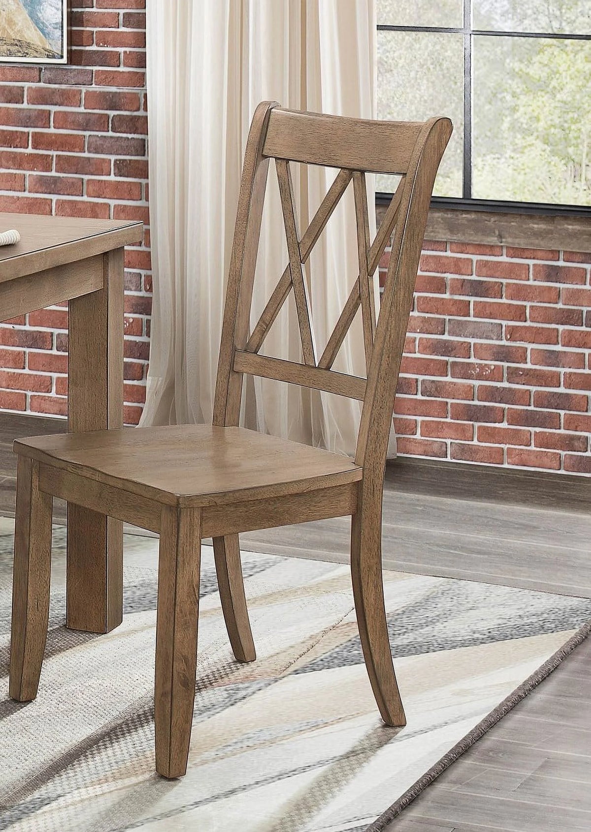 Brown Pine Veneer Dining Chairs Set of 2 T774106