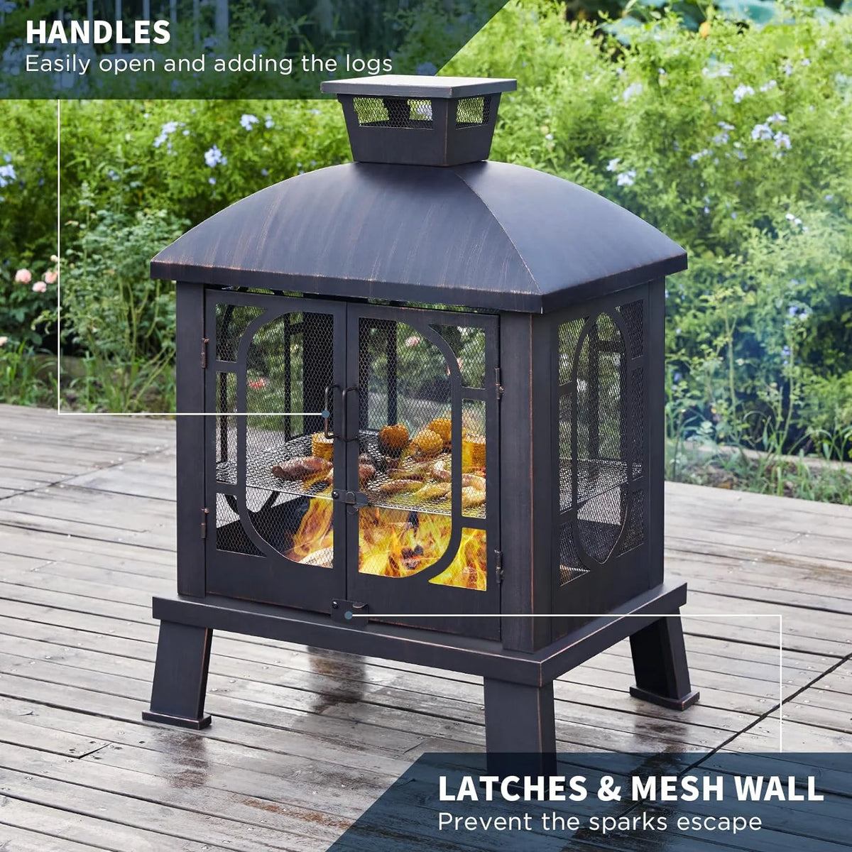 45 Inch Wood Burning Fire Pit with Grill Grate M540