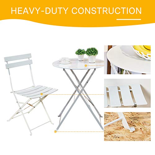 3-Piece Folding Bistro Set, 2 Chairs and 1 Table, Yellow O7639