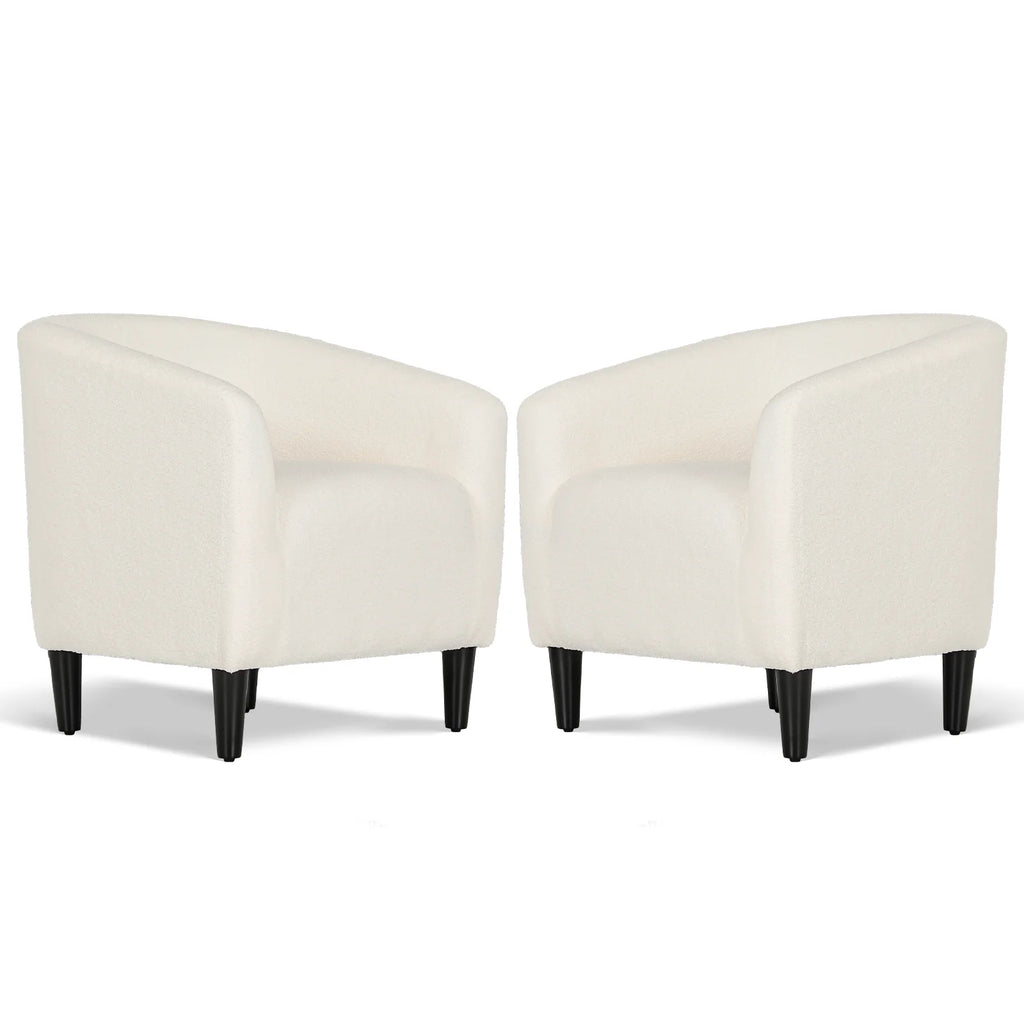 Sherpa Fabric Upholstered Barrel Accent Chair B220895