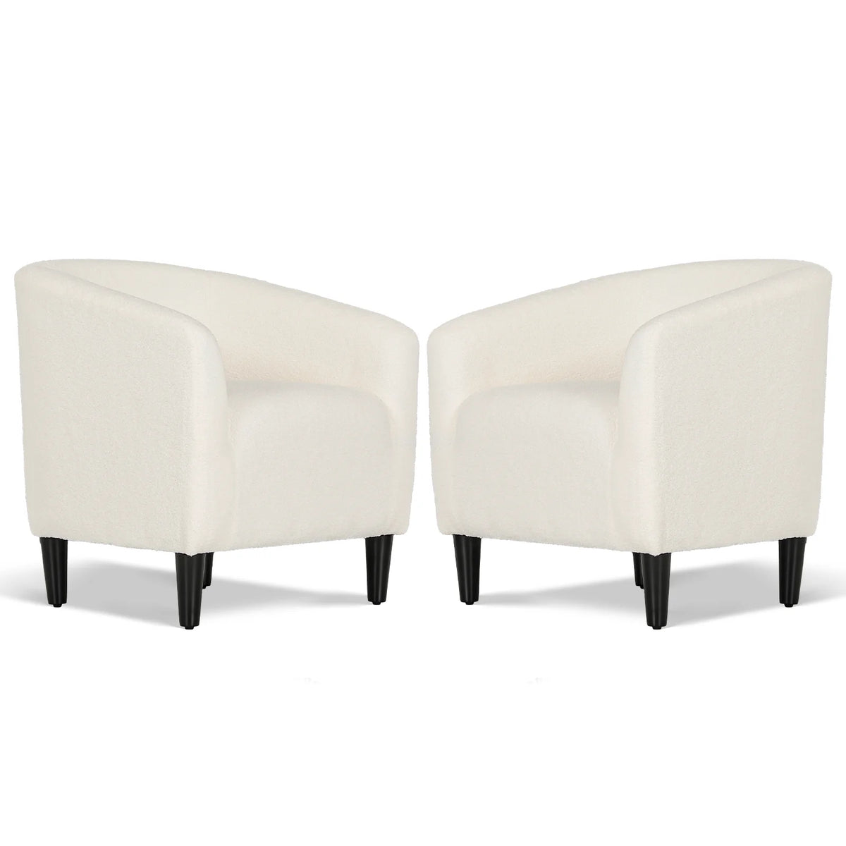 Sherpa Fabric Upholstered Barrel Accent Chair B220895