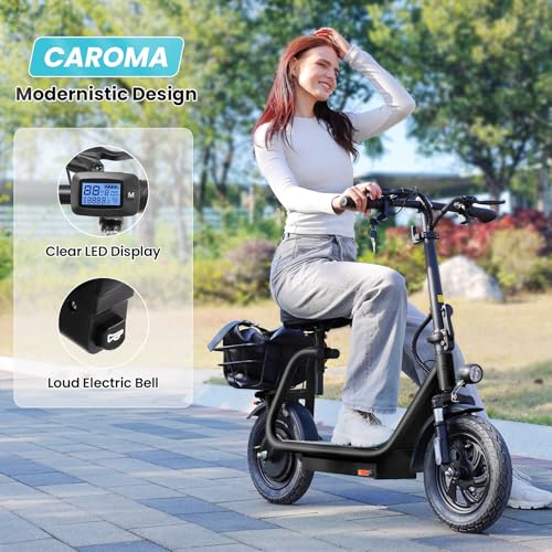 Electric Scooter with Seat, 1200W Motor, 30 Miles Range, Foldable with Basket Y71154