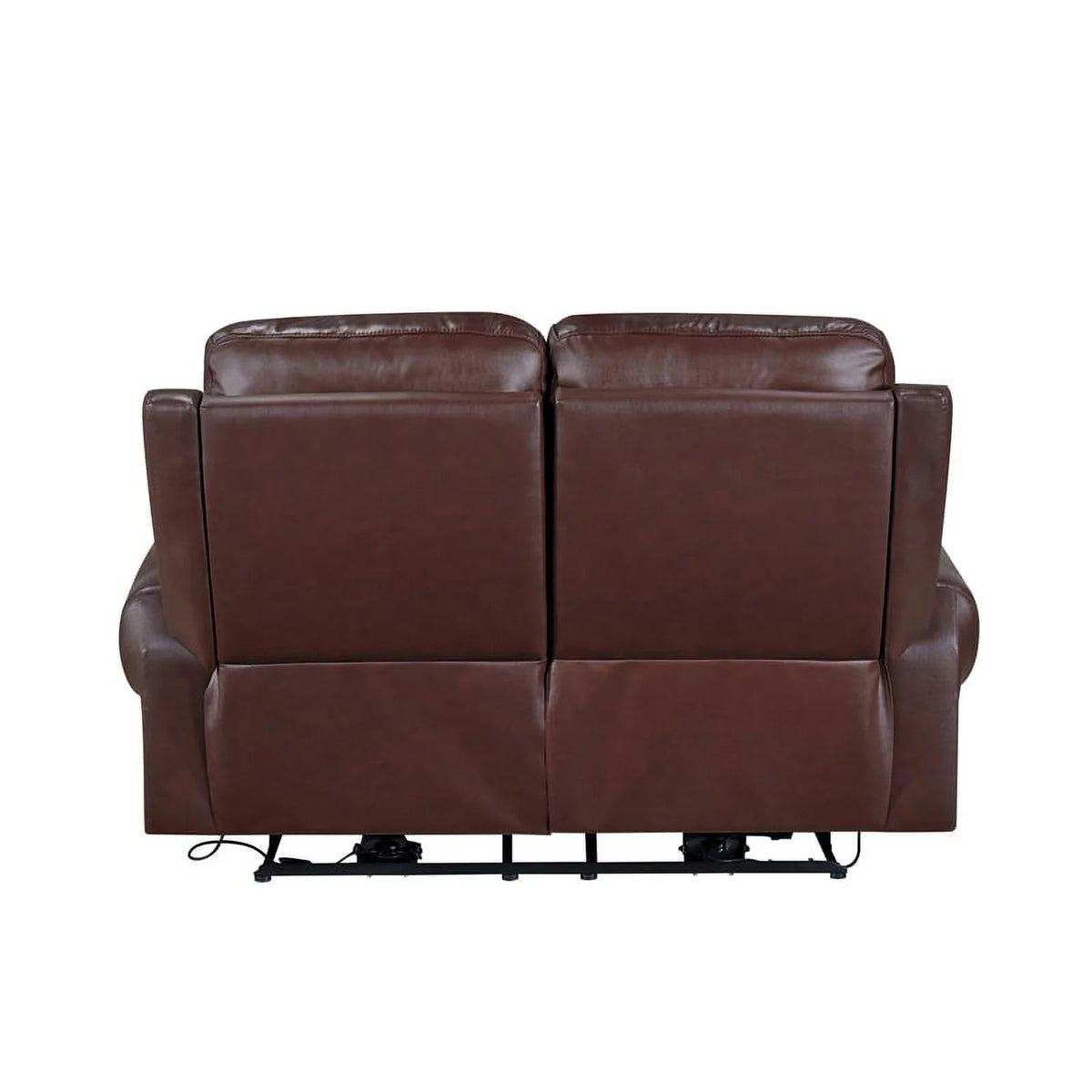 Brown Leather Match Power Double Reclining Love Seat D521