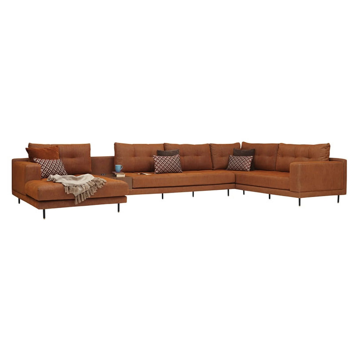 Orange 3-Seater Fabric Right Hand Facing Sofa J743078