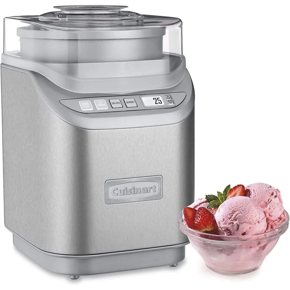 2QT Ice Cream Maker with LCD Screen Stainless Steel Y81821