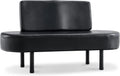 Black Leather Upholstered Bench with Backrest Y64510