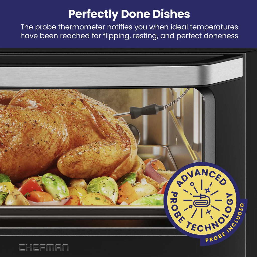 12-in-1 Air Fryer Oven Combo with Probe Thermometer, 20 Qt, Black Stainless Steel V527423