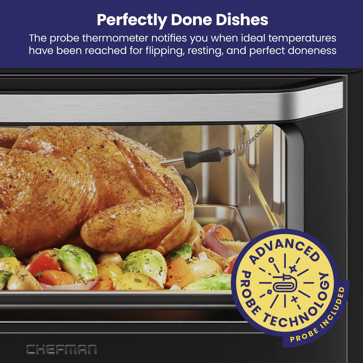 12-in-1 Air Fryer Oven Combo with Probe Thermometer, 20 Qt, Black Stainless Steel V527423