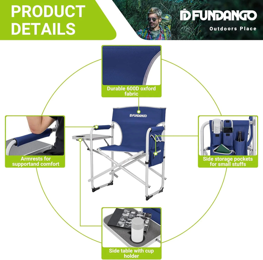 Portable Lightweight Folding Camping Chair with Side Table F27651