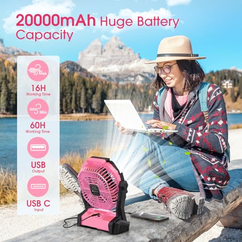Portable Rechargeable Fan with LED Lantern Q633199