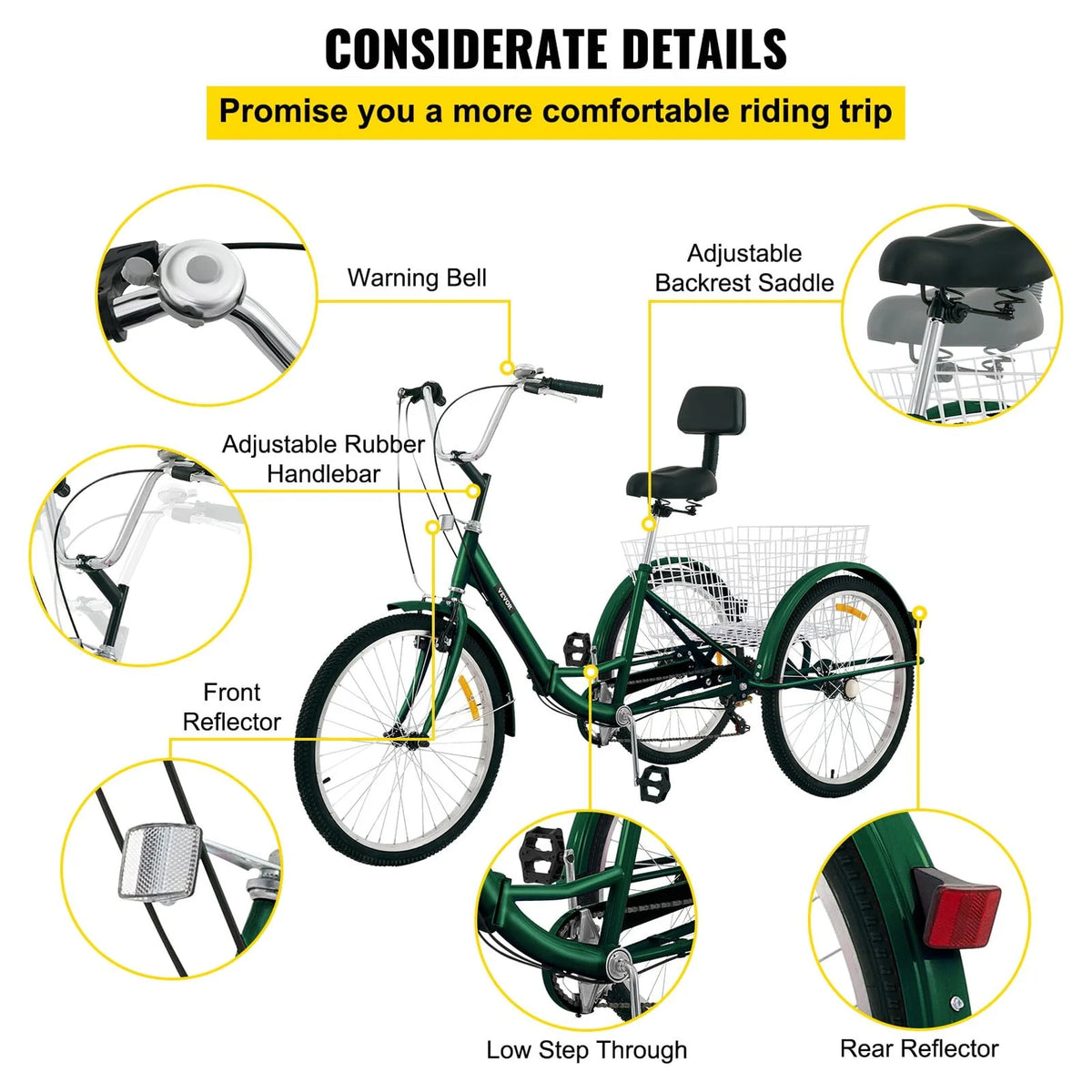 Foldable 7-Speed 24" Wheels Adult Tricycle F801971