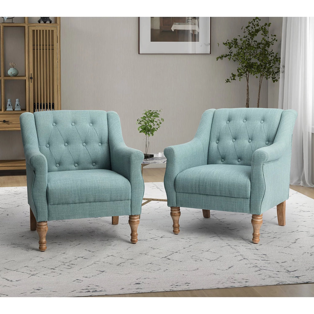 Set of 2 Tufted Wooden Armchair N59248