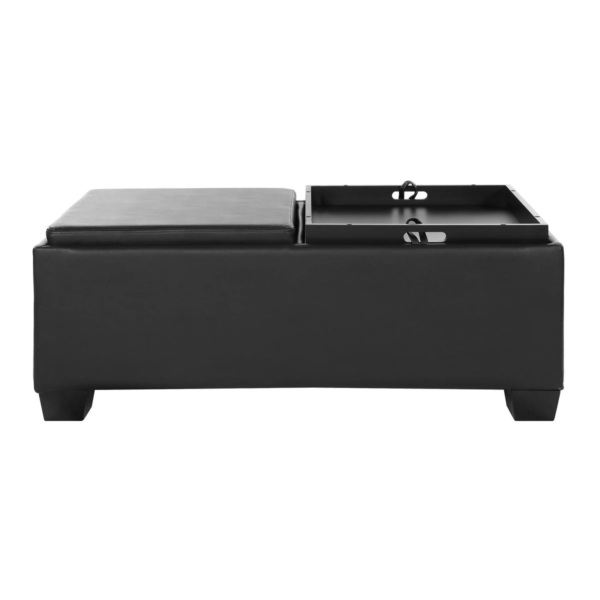 Espresso Faux Leather Upholstered Storage Cocktail Ottoman H3761