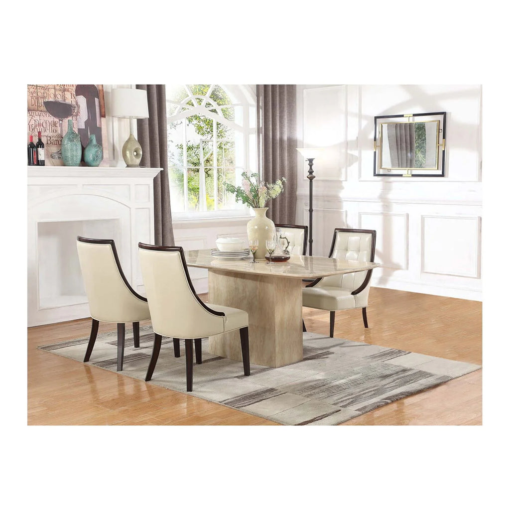 Ivory Espresso Faux Leather Dining Side Chairs Set of 2 P9200