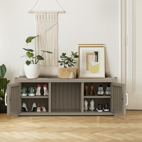 Waterproof UV-Resistant Storage Bench with Adjustable Shelves T145279