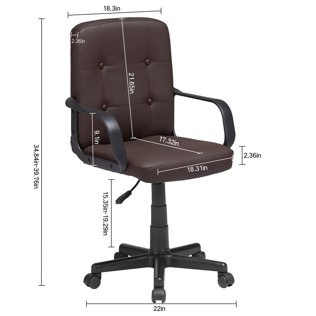 Corner Computer Desk & Chair Set, Adjustable Height Office Chair, Antique Brown Y9574
