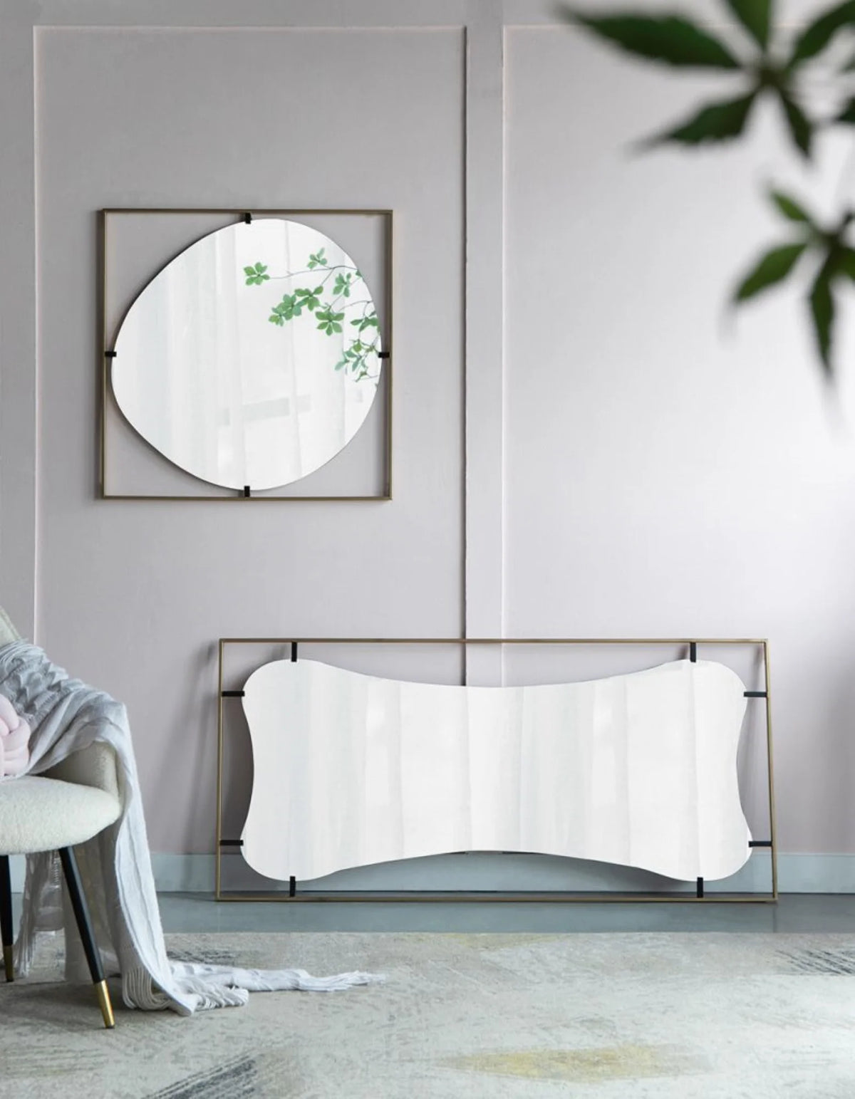 Gold Wall Mirror with Metal Frame L527236