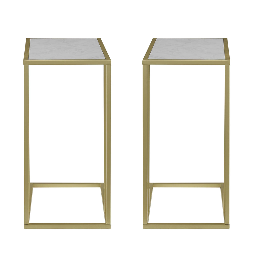 Set of 2 Faux White Marble Side Table C3386