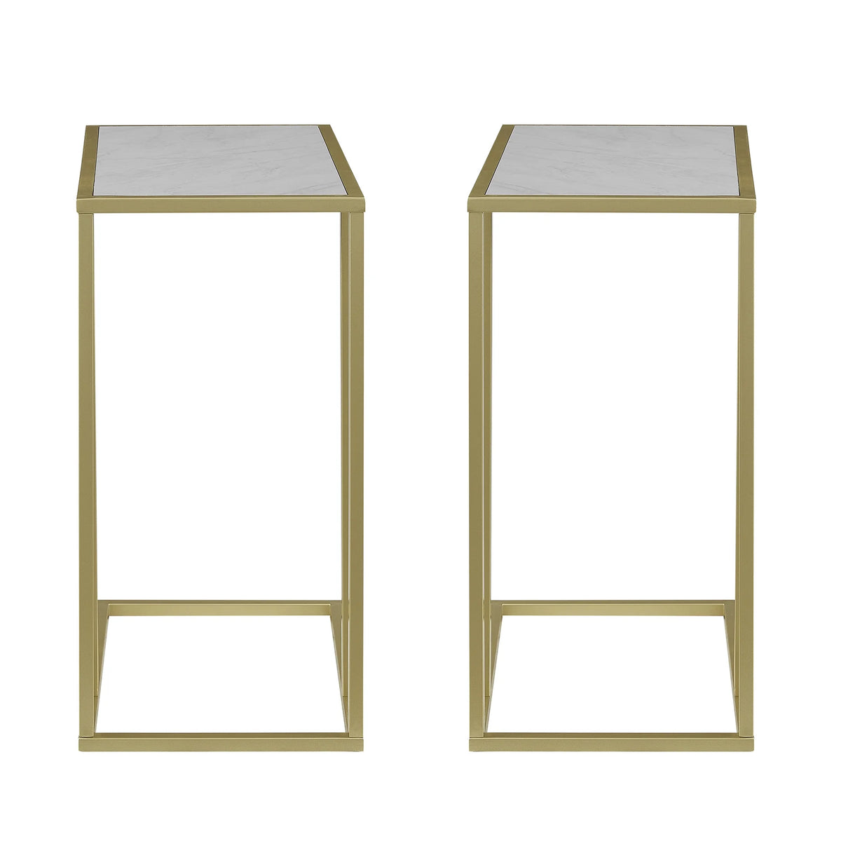 Set of 2 Faux White Marble Side Table C3386