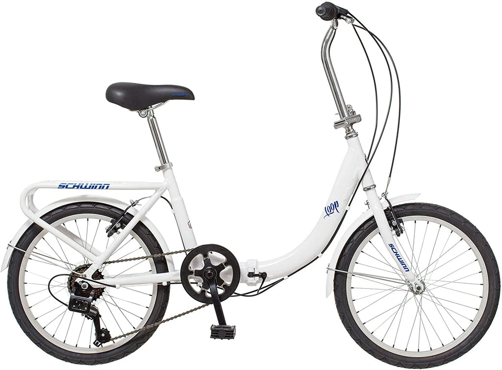 20 In. Folding Bike with Rear Carry Rack, White A152392