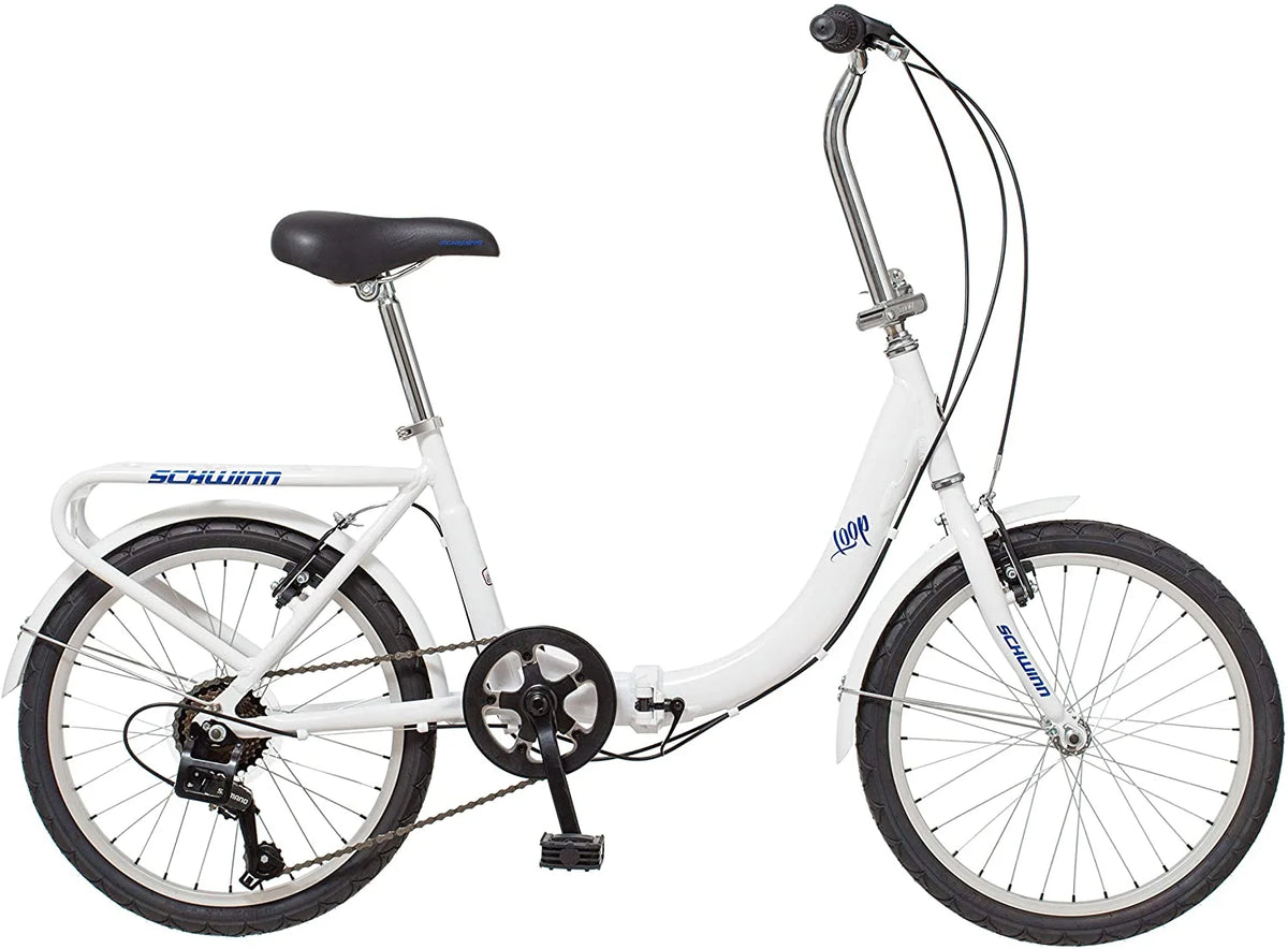 20 In. Folding Bike with Rear Carry Rack, White A152392