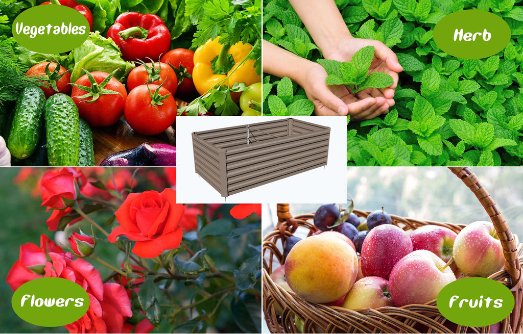 Galvanized Steel Raised Garden Bed 6x3x2 ft Brown R4517