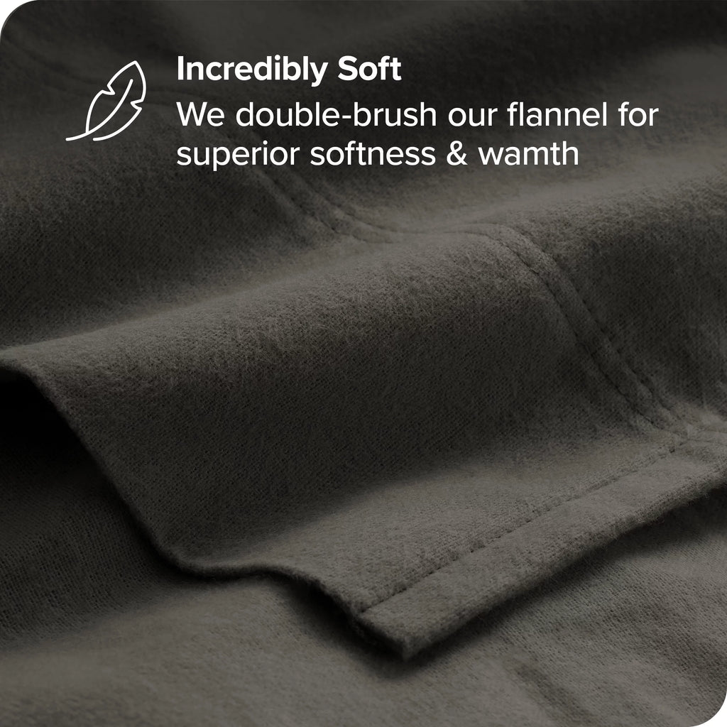 100% Cotton 4 Piece Queen Gray Flannel Sheet Set C7936