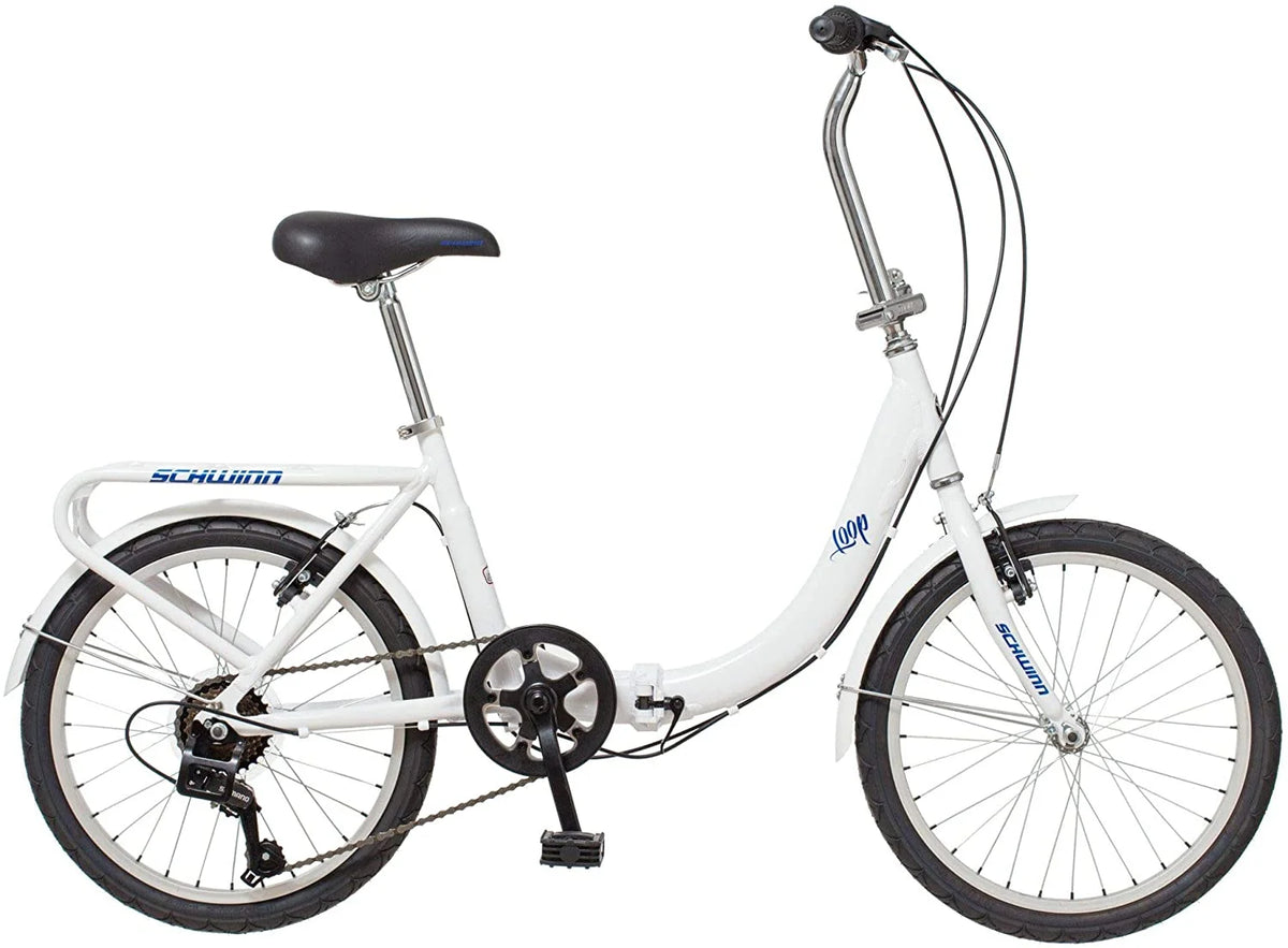 20 In. Folding Bike with Rear Carry Rack, White A152392