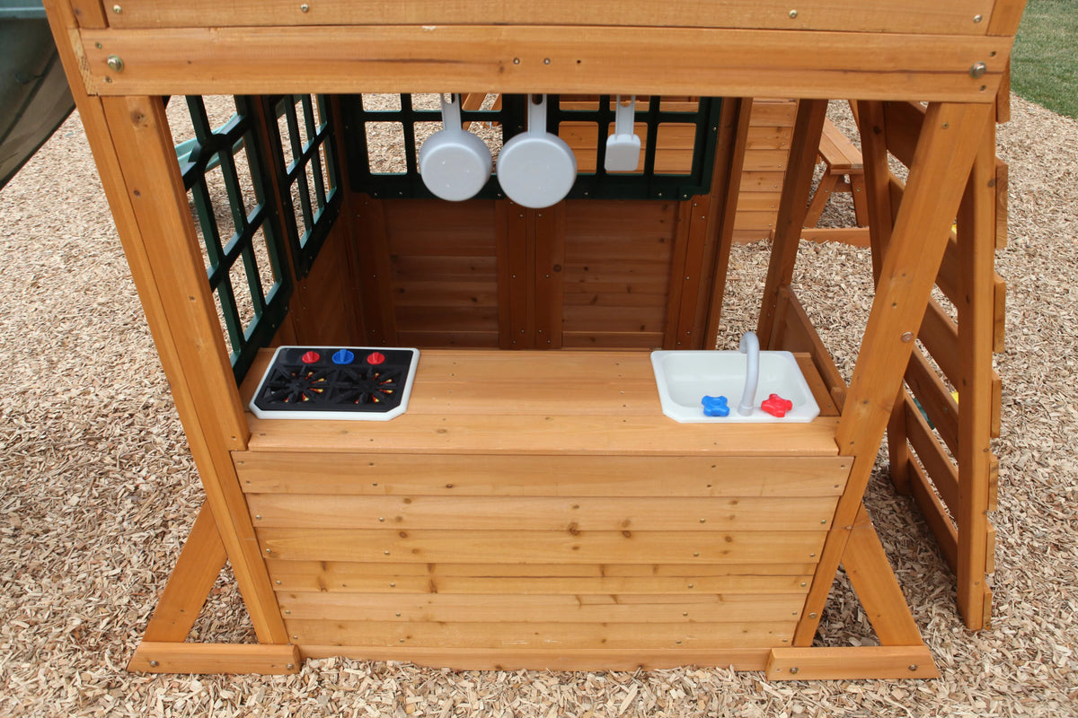 Wooden Swing Set with Tunnel, Slides and Kitchens M5865