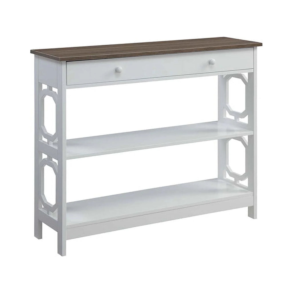 Contemporary One-Drawer Console Table in Espresso and White Wood C4568