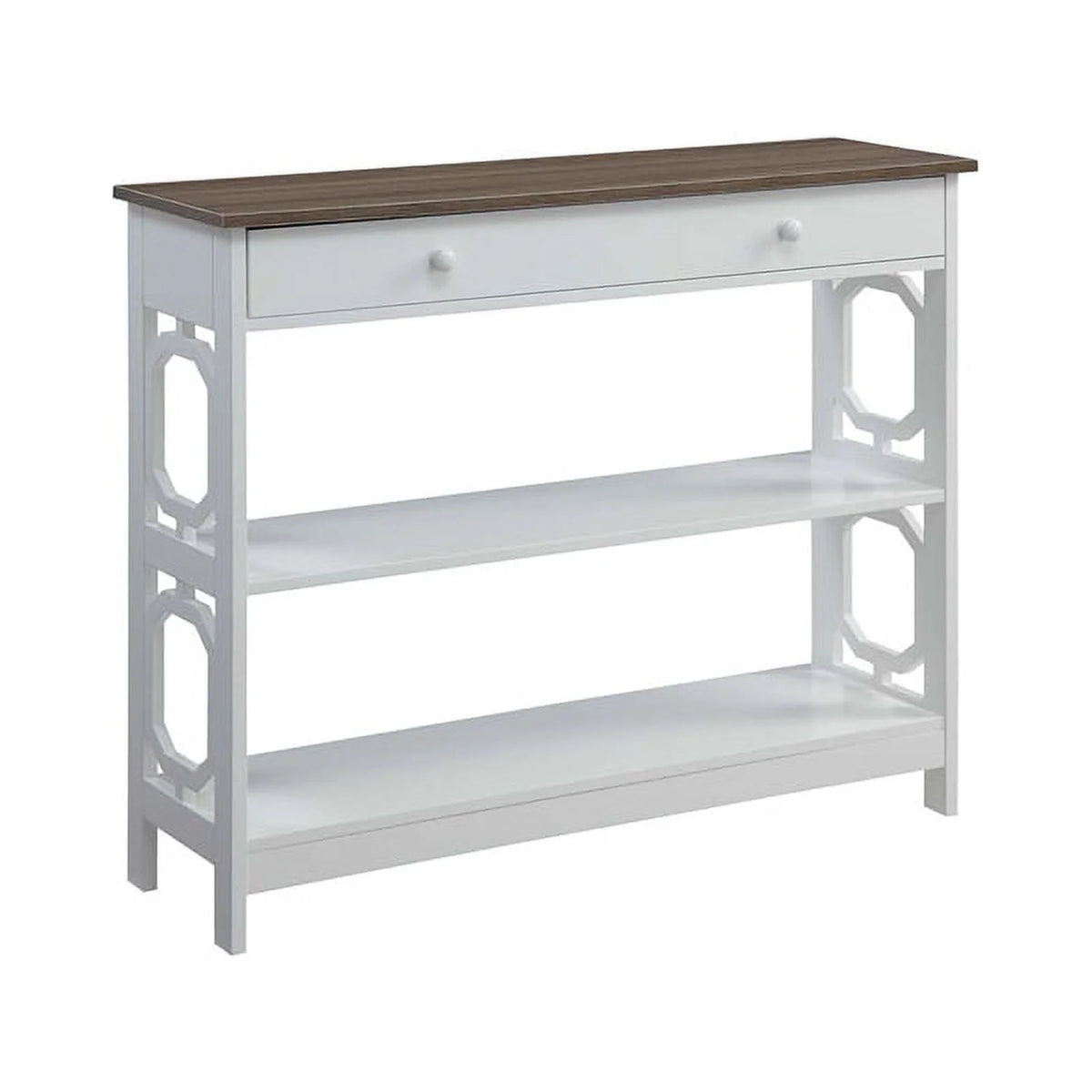 Contemporary One-Drawer Console Table in Espresso and White Wood C4568