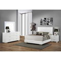 4-Piece Wood Eastern King Bedroom Set in Glossy White N83775
