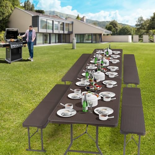 White 6 Feet Plastic Folding Bench 2 Pack N8693