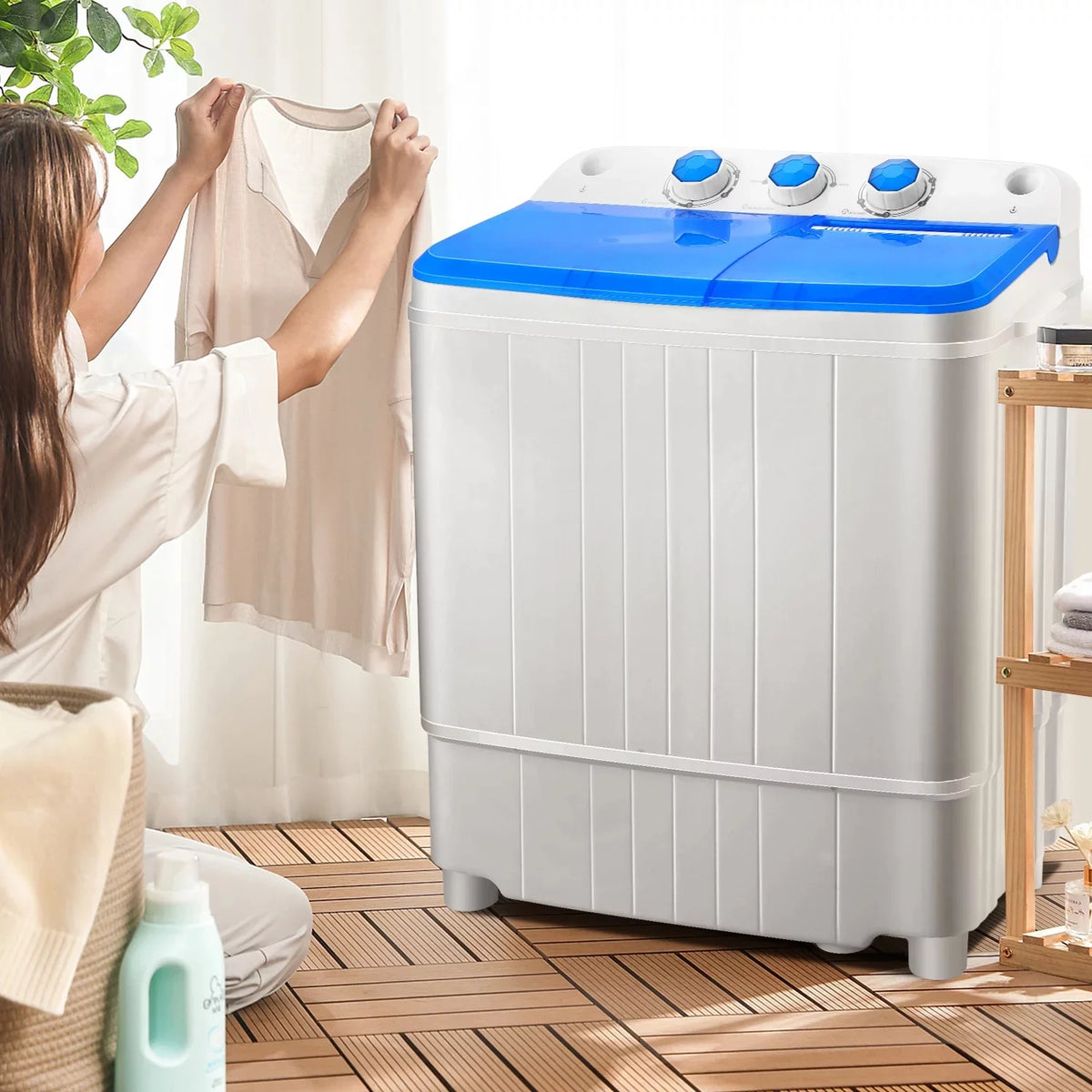11lbs Washer & 6.6lbs Spin Dryer Combo Washing Machine Q2696
