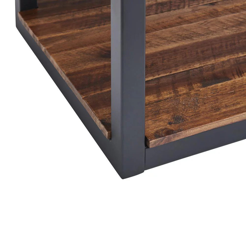 Rustic Wood Bench with Low Shelf V8363