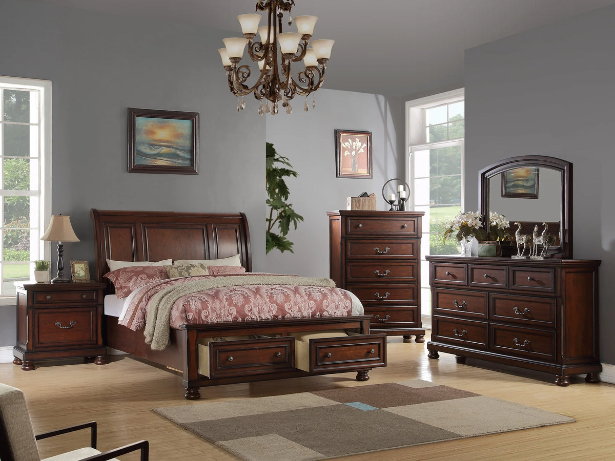 Cherry Finish 1Pc Nightstand Bedside Table U352