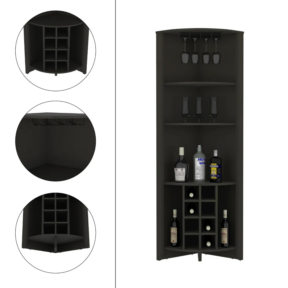 Dark Brown Corner Bar Cabinet N77941